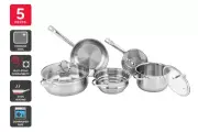 Ovela 5 Piece Stainless Steel Cookware Set, Cookware Sets, Kitchen