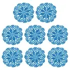 Fabric Coasters, 8pcs 4" - Cotton Woven Crochet Doilies (Sky Blue)