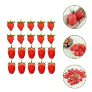 20 Pcs Strawberry Model Props Fake Fruits Artificial Strawberries with Stem