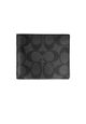 Coach Mens Compact ID Wallet In Signature Coated Canvas Black F74993