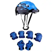 7pcs 8-62cm Helmet with Knee Elbow & Wrist Pads Set for Skateboard, Bicycle, Inline / Roller Skating blue