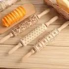 Christmas Embossing Rolling Pin Engraved Elk Baking Cookies Cake Roller Xmas AU