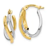 10K Two-Tone Polished Twisted Hoop Earrings
