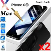 x2 Tempered Glass 9H Guard screen protector for Apple iPhone Xs MAX Front + Back
