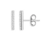 Silver Cz Short Bar Stud Earrings in Clear