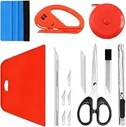Swpeet 22Pcs Wallpaper Smoothing Tool Assorment Kit, Squeegee Scraper, Carving Knife Artistic Knife with Blades, Tape Measure and Scissors, for Stick Wallpaper Car Wrap Vinyl Window Tint Glass Film