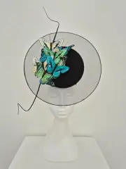Miss Papillion. Womens Black Multi percher headband fascinator w butterflies