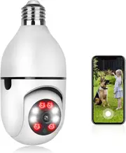 Security Camera Light Bulb Camera 1080P Color Night Vision 2.4GHz WiFi Home Surveillance Cameras E27 Two-Way Audio Works with Alexa Google