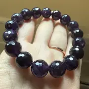 Natural Faceted Amethyst Quartz Beaded Bracelet 13mm Bead 巴西紫水晶 黑加侖 深紫