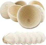 5 inches Round Banneton Basket for Bread Proofing, Dough Proofing Bowls with Removable Liner, Good for Home Sourdough Bakers Baking, 6 Pack