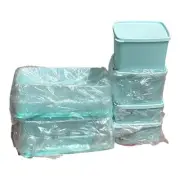 Tupperware Freeze-It Plus Set of 8 Snowflake Aqua Freezer Jam NEW