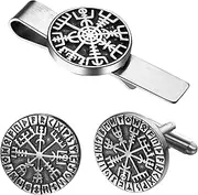 [Rofusn] Mens Viking Cufflinks and Tie Clip: Norse Viking Tuxedo Shirt Cuff Links and Cool Tie Clip Shirt Accessories for Business Christmas Birthday