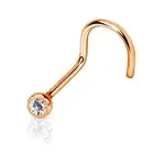 18G ROSE GOLD TITANIUM STEEL Gem CZ Nostril NOSE SCREW PIERCING HOOP STUD RING