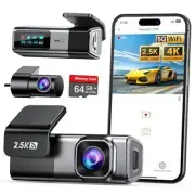 5G WiFi, Dash Cam Front and Rear 2.5K+1080P, Single Channel 4K-2160P, Silver