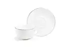 Grace Teaware Silver Rim Blanc 10oz Bone China Cup and Saucer