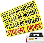 Student Driver Sign for Car - 3X Beginner Learner Magnet Bumper Signs,Reflective Removable Funny Magnetic for Patient Elderly Senior Window Car for Student Driver
