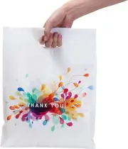 Thank You Bags for Business with Handles 12X15-100 Count - White LDPE - Thank Yo