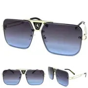 Men Women Classy Elegant Modern Retro Hip Hop SUN GLASSES Silver Frame Blue Lens