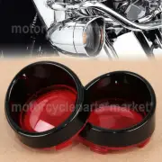 Gloss Black Red Turn Signal Lens Lenses & Visor For Harley Sportster & Softail