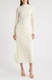 LIONESS Resolution Long Sleeve Maxi Dress in Pale Beige at Nordstrom, Size Small