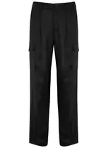 Paige Malika Satin Cargo Trousers - Black - 12 (UK16 / XL) 12 (UK16 / XL)