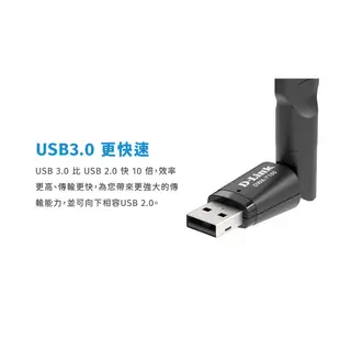 D-Link 友訊 DWA-T185 AC1200 雙頻 wifi網路 USB 3.0 無線網路卡(新品/福利品)