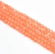Asingeloo 3mm Faceted Natural Orange Agate Stone Beads for Jewelry Making Round Gemstone Beads Loose Spacer Beads 15" a Strand