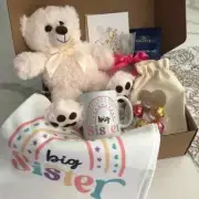 Big Sister Hug Box -Birthday- Get Well-Gift Basket-Bear Stuffed Animal-Kids Mug