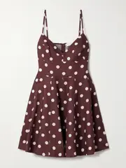 [Zimmermann] Zimmermann - Acacia Polka-dot Linen Mini Dress - Brown - 4 4 Brown