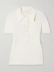 [Zimmermann] Zimmermann - Ribbed-knit Polo Shirt - Off-white - 2 2 Off-white