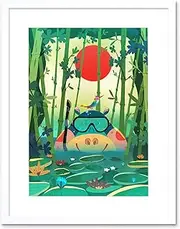 Jungle Animals Hippo Framed Wall Art Print