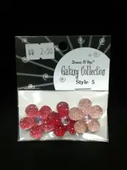Dress It Up Galaxy #5862 Glue on Buttons Embellishments Pink Flat Back Flower