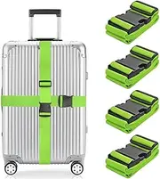 Generic 4 Pack Adjustable Luggage Straps, Fabric Webbing, Secure Cargo, Strong Luggage Straps (79x2 Inch, Light Green)