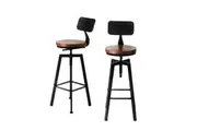 Levede 1x Wooden Vintage Industrial Bar Stools with Back Black