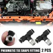 2 Pcs Pneumatic Tee Shape Fittings 4mm Tube OD to 1/8 Inch NPT Thread for Car