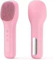 Facial Cleansing Brush Portable Waterproof Rechargeable Face Wash Brush, Electric Deep Cleaning for Men & Women (Pink)