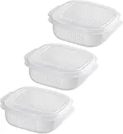 OKUMEYR 3Pcs Reusable Rice Storage Containers Food Grade Kitchen Fridge Boxes for Convenient Rice Organization Microwave Safe Compact and Easy to Carry