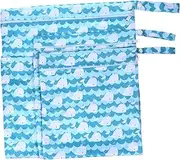 ERINGOGO Baby Diaper Caddy Organizer Set 3pcs Printed Wet Dry Nappy Bag Storage Pouch