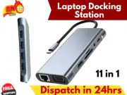 11 in 1 Laptop Docking Station Type-C Dual HDMI Hub Adapter USB-C Triple Display