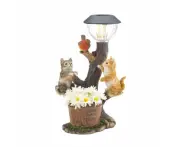 Cat Bird Garden Statue with Solar Light, Interesting Garden Sculpture and Statue for patio, lawn