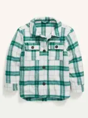 Old Navy Girls Plaid Textured Shacket Green Plaid Size L NWT
