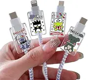 Kawaii Stitch Dinosaur Frog Anime Pattern 4-pc Cable Protector Set for iPhone/iPad Lightning Charger