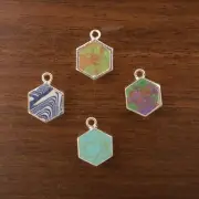 Tiny Hexagon Shape Multi Color Turquoise Silver Plated DIY Connectors 4 Pcs Lot
