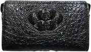 [Generic] Authentic Real Crocodile Skin Password Coded Closure Men's Wristlets Clutch Bag Genuine Alligator Leather Male Large Card Purse, Black, 23cm(Length) x 14cm(Height) x 5cm(Deep)