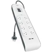 Belkin 8 Outlet Powerboard with 2 USB Ports 2.4A