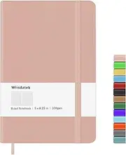 Wiisdatek Notebook Journal, Lined Hard Cover,100Gsm Premium Thick Paper with Inner Pocket for Writing Note Taking Office School,5"×8.25"(Pink)