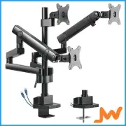 Brateck Aluminium Slim Pole Held Mechanical Spring Triple Monitor Arm