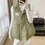 胖胖美依 保暖外套 風衣 防風外套M-2XL 棉服馬甲 新款貼標設計感坎肩立領背心外套-1778.