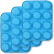 12-Cup Silicone Muffin Pan, Pack of 3 Non-Stick Muffin Molds, Baking Pan for Cup