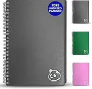 Daily Planner 2.0 - by Panda Planner 2023 - Monthly Calendar, Weekly Organizer and Day Planner Sections - Undated and Wire Binding - 3 Month Planner - 8.25" x 5.75" (Gray)